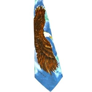 EAGLES WINGS ISAIAH 40:31 EAGLE PRINT CHRISTIAN RELIGIOUS PATRIOTIC TIE BLUE